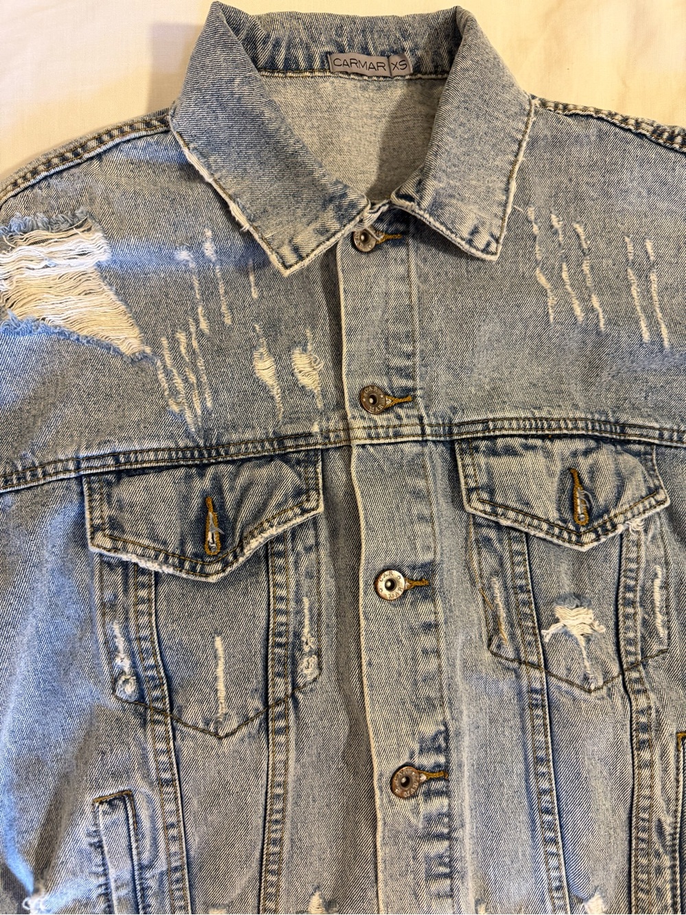 Carmar Distressed Light Blue Denim Jacket